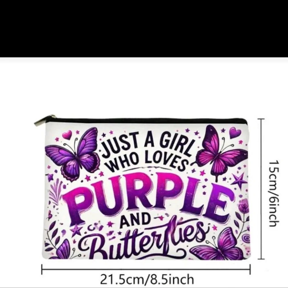Just A Girl Who Loves Purple And Butterflies Zipper Purse Pouch